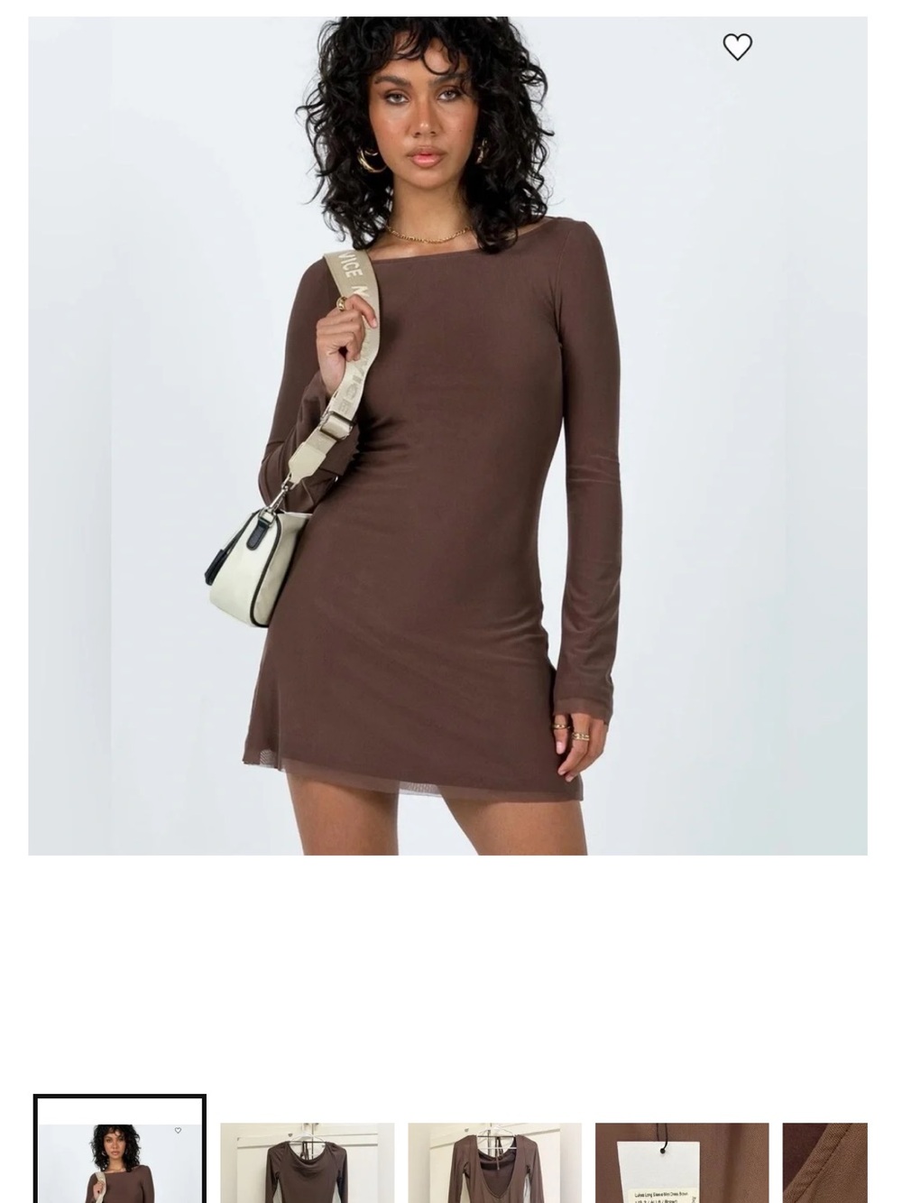 Princess Polly Brown Long-Sleeve Bodycon Dress
